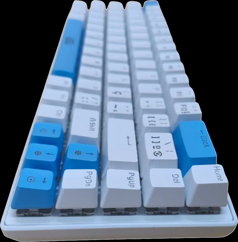 Teclado mecânico ATE-M0691B: Branco e azul.